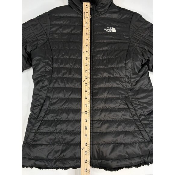 North Face Puffer Reversible Jacket Girl’s Youth XL 18 Cozy Sherpa Fleece Black - Picture 11 of 16